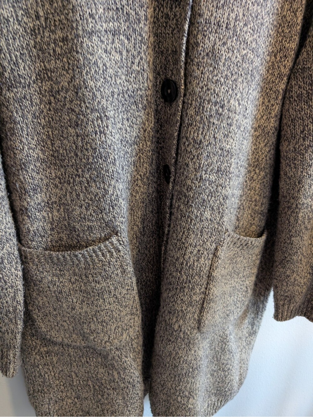 Woman Within 26/28 Plus Long Brown Heathered Knit Button Front Cardigan Pockets - Picture 2 of 5